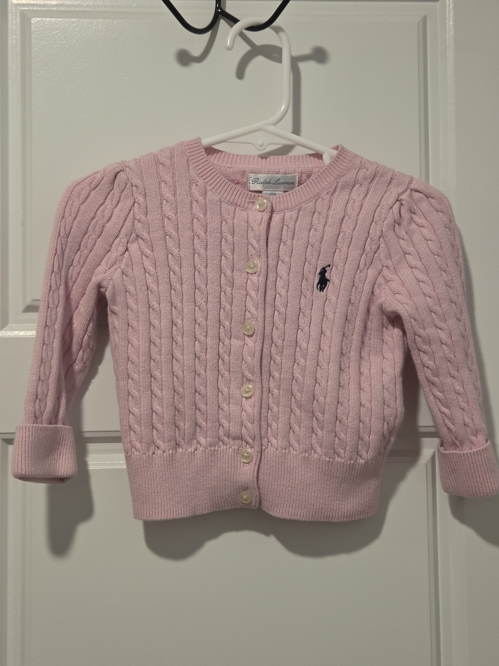 Ralph Lauren Girls' Pink Cable-Knit Cardigan
